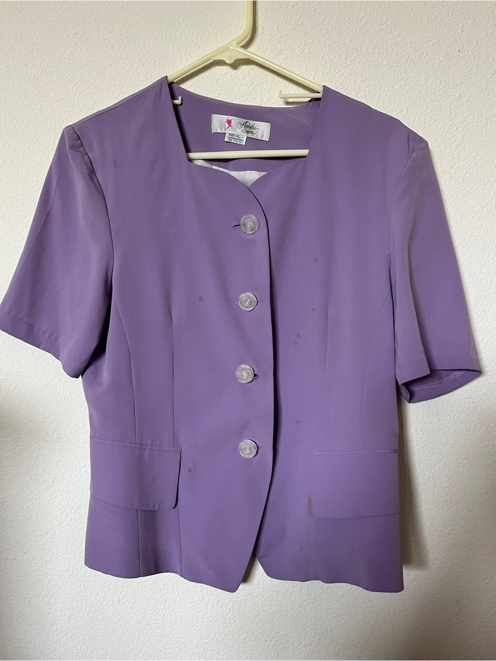 Aoshi Vintage Lavender Rose-Button Blazer
